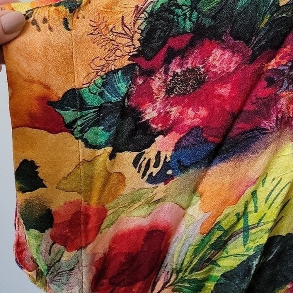Soft Surroundings Amora Vibrant Watercolor Boho Tassel Topper Kimono PL - Picture 8 of 12